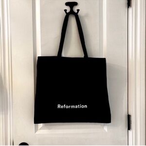 Reformation Linen Blend Black Large Tote Shopping Bag NEW